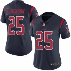 Women\'s Nike Houston Texans #25 Kareem Jackson Limited Navy Blue Rush NFL Jersey