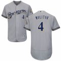 Men's Majestic Milwaukee Brewers #4 Paul Molitor Grey Flexbase Authentic Collection MLB Jersey