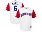 Mens Dominican Republic Baseball #6 Starling Marte Majestic White 2017 World Baseball Classic Jersey