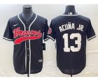 Men's Atlanta Braves #13 Ronald Acuna Jr Black Cool Base Stitched Baseball Jersey