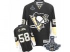 Mens Reebok Pittsburgh Penguins #58 Kris Letang Premier Black Home 2017 Stanley Cup Champions NHL Jersey