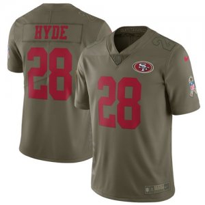 Nike 49ers #28 Carlos Hyde Olive Salute To Service Limited Jersey