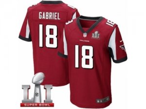 Mens Nike Atlanta Falcons #18 Taylor Gabriel Elite Red Team Color Super Bowl LI 51 NFL Jersey