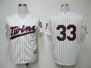 mlb minnesota twins #33 morneau cream(blue strip)