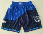 Men Milwaukee Blue Nike 2021 Swingman Stitched NBA Shorts