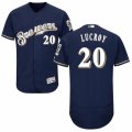 Men's Majestic Milwaukee Brewers #20 Jonathan Lucroy Navy Blue Flexbase Authentic Collection MLB Jersey