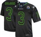 Nike Seahawks #3 Russell Wilson Lights Out Black With Hall of Fame 50th Patch NFL Elite Jersey