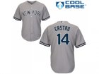 Mens Majestic New York Yankees #14 Starlin Castro Replica Grey Road MLB Jersey