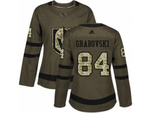 Women Adidas Vegas Golden Knights #84 Mikhail Grabovski Authentic Green Salute to Service NHL Jersey