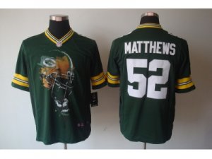 Nike nfl green bay packers #52 Clay Matthews green jerseys[helmet tri-blend limited]