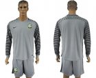 Brazil Blank Grey Goalkeeper Long Sleeves Soccer Country Jersey