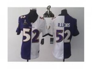 2013 Nike Super Bowl XLVII NFL Women Baltimore Ravens #52 R.Lewis Purple-White[Split Elite]