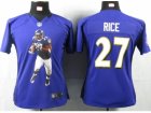 Nike Women Baltimore Ravens #27 Rice Purple Portrait Fashion Game Jersey