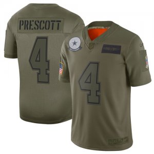 Nike Cowboys #4 Dak Prescott 2019 Olive Salute To Service Limited Jersey