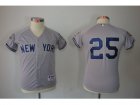 Youth New York Yankees #25 Mark Teixeira Grey jerseys(2009 Logo WS 09 Champions Pat)