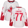 Women's Adidas Team Canada #77 Jeff Carter Authentic White Home 2016 World Cup Hockey Jersey