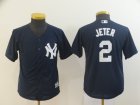 Yankees #2 Derek Jeter Navy Youth Cool Base Jersey