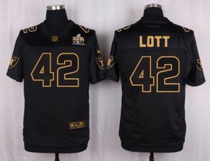 Nike Oakland Raiders #42 Ronnie Lott Black Pro Line Gold Collection Jersey(Elite)