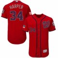 Mens Majestic Washington Nationals #34 Bryce Harper Red Fashion Stars & Stripes Flex Base MLB Jersey