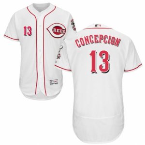 Men\'s Majestic Cincinnati Reds #13 Dave Concepcion White Flexbase Authentic Collection MLB Jersey
