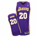 Mens Adidas Los Angeles Lakers #20 Timofey Mozgov Authentic Purple Road NBA Jersey