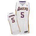 Mens Adidas Los Angeles Lakers #5 Jose Calderon Authentic White Alternate NBA Jersey