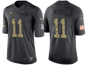 Nike Philadelphia Eagles #11 Carson Wentz Mens Stitched Black NFL Salute to Service Limited Jerseys