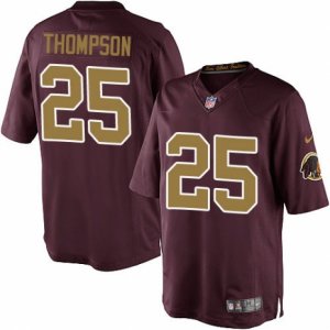 Mens Nike Washington Redskins #25 Chris Thompson Limited Burgundy Red Gold Number Alternate 80TH Anniversary NFL Jersey