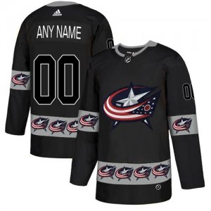 Columbus Blue Jackets Black Men\'s Customized Team Logos Fashion Adidas Jersey