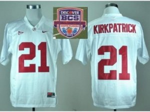 2013 BCS National Championship Alabama Crimson #21 Kirkpatrick White NCAA Football Jerseys