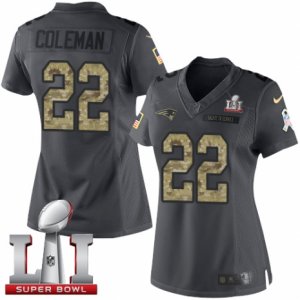 Womens Nike New England Patriots #22 Justin Coleman Limited Black 2016 Salute to Service Super Bowl LI 51 NFL Jersey