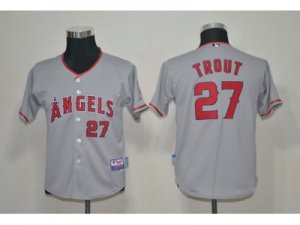 youth mlb jerseys los angeles angels #27 trout grey