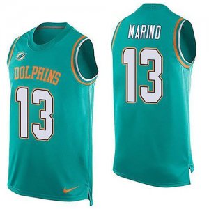 Men Dolphins #13 Dan Marino Aqua Team Color Men NFL Limited Tank Top