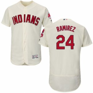 Men\'s Majestic Cleveland Indians #24 Manny Ramirez Cream Flexbase Authentic Collection MLB Jersey