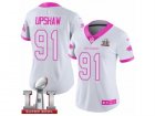 Womens Nike Atlanta Falcons #91 Courtney Upshaw Limited White Pink Rush Fashion Super Bowl LI 51 NFL Jersey
