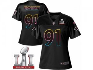 Womens Nike Atlanta Falcons #91 Courtney Upshaw Game Black Fashion Super Bowl LI 51 NFL Jersey