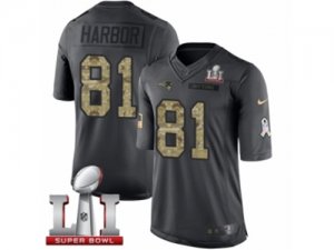 Mens Nike New England Patriots #81 Clay Harbor Limited Black 2016 Salute to Service Super Bowl LI 51 NFL Jersey