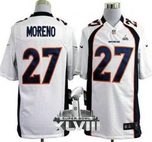 Nike Denver Broncos #27 Knowshon Moreno White Super Bowl XLVIII NFL Game Jersey