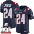 Youth Nike New England Patriots #24 Cyrus Jones Limited Navy Blue Rush Super Bowl LI 51 NFL Jersey