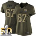 Women Nike Panthers #67 Ryan Kalil Green Super Bowl 50 Stitched Salute to Service Jersey