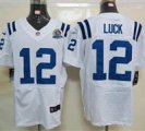 Nike Colts #12 Andrew Luck White With Hall of Fame 50th Patch NFL Elite Jersey