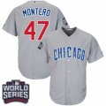 Youth Majestic Chicago Cubs #47 Miguel Montero Authentic Grey Road 2016 World Series Bound Cool Base MLB Jersey