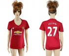 Womens Manchester United #27 Fellaini Red Home Soccer Club Jersey