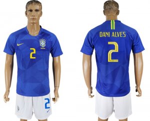 Brazil 2 DANI ALVES Away 2018 FIFA World Cup Soccer Jersey