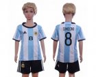 Argentina #8 Simoni Home Kid Soccer Country Jersey