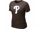 women MLB Philadelphia Phillies Heathered Brown Nike Blended T-Shirt