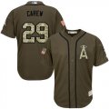 Men Los Angeles Angels Of Anaheim #29 Rod Carew Green Salute to Service Stitched Baseball Jersey