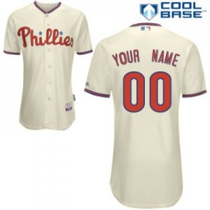 Customized Philadelphia Phillies Jersey Cream Home Cool Base Baseball