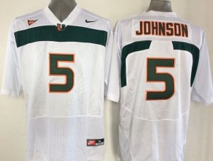 NCAA Miami Hurricanes #5 Johnson white Jerseys