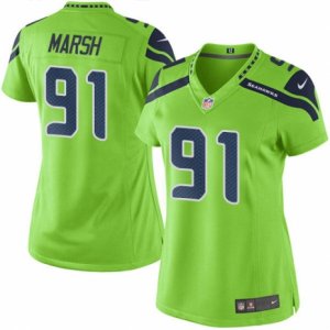 Women\'s Nike Seattle Seahawks #91 Cassius Marsh Limited Green Rush NFL Jersey